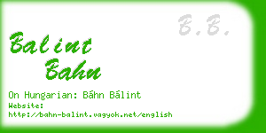 balint bahn business card